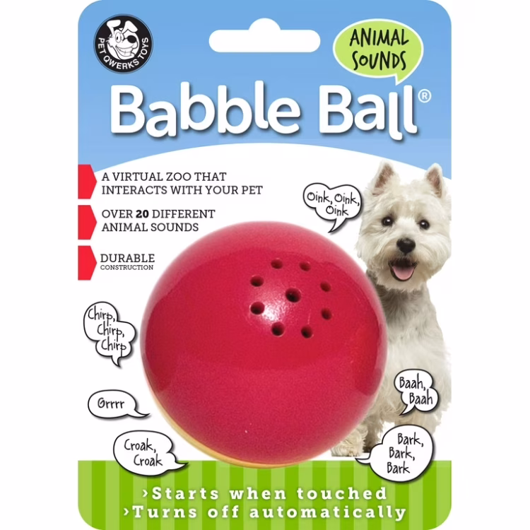 Pet Qwerks Animal Sounds Babble Ball - Medium