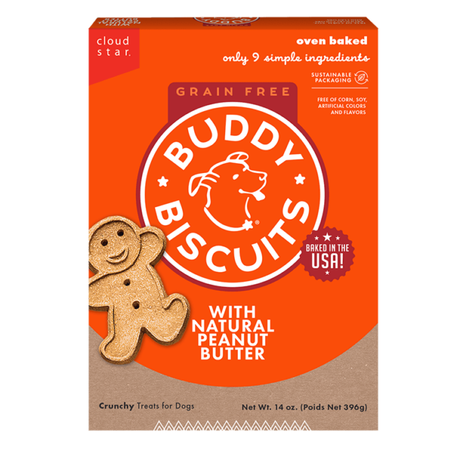 Buddy Biscuits Grain Free Peanut Butter Dog Treats - 14oz Box