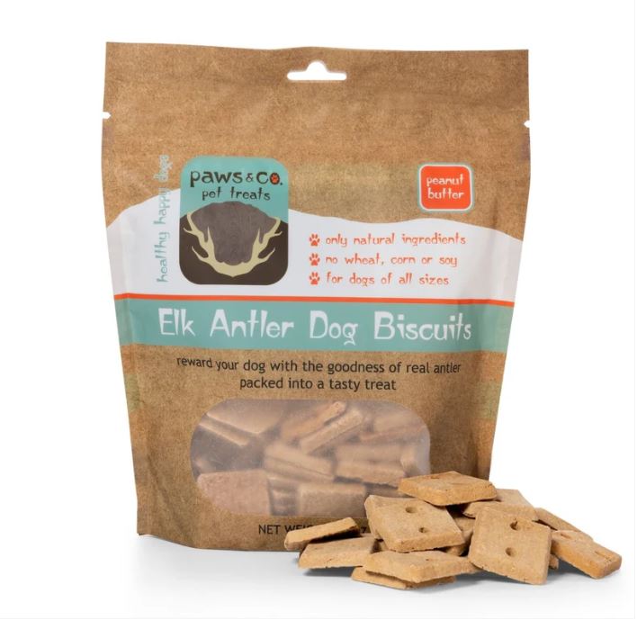 Paws & Co Peanut Butter Elk Antler Dog Biscuits - 16oz Bag