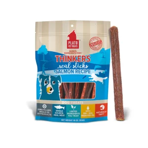 Plato Thinkers Real Sticks Salmon Dog Treats - 10oz Bag