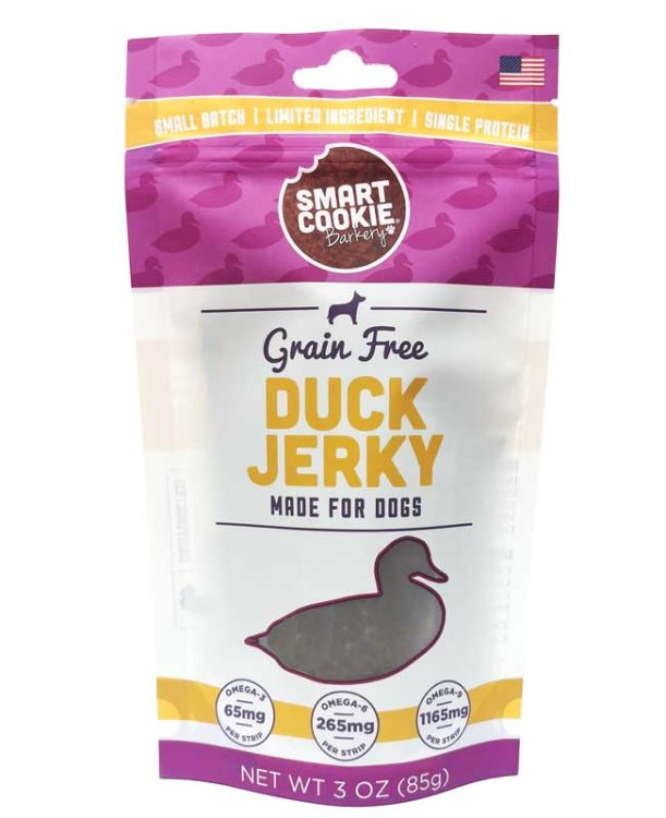 Smart Cookie Grain Free Duck Jerky Dog Treats – 3oz Bag