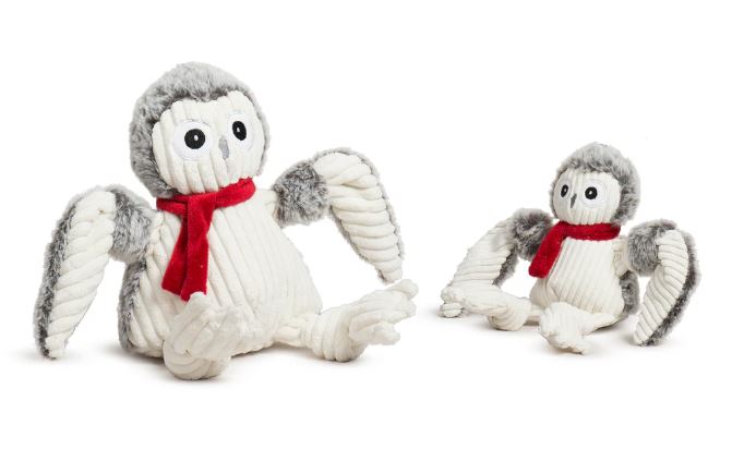 HuggleHounds Holiday Ollie Owl Knottie Plush Dog Toy
