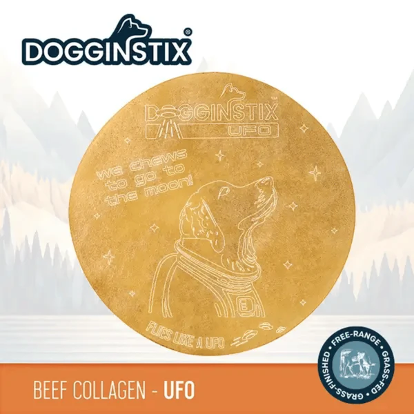 Dogginstix UFO Beef Collagen Disc Dog Treat