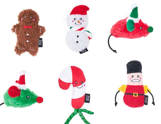 ZippyPaw ZippyClaws Holiday Festive Cheer 6 Pack Cat Toy
