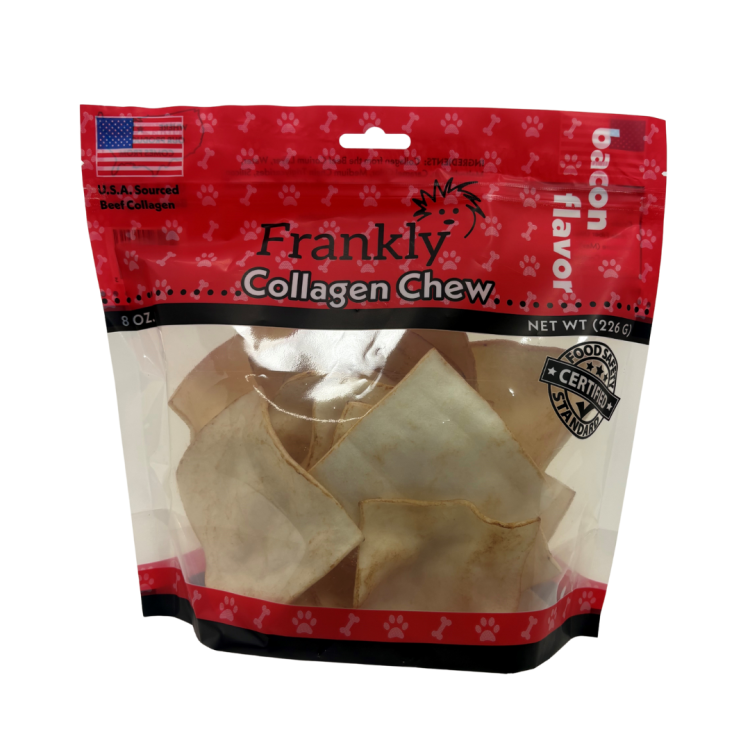 Frankly Pet Beef Collagen Chew Chips Bacon Flavor – 8oz Bag