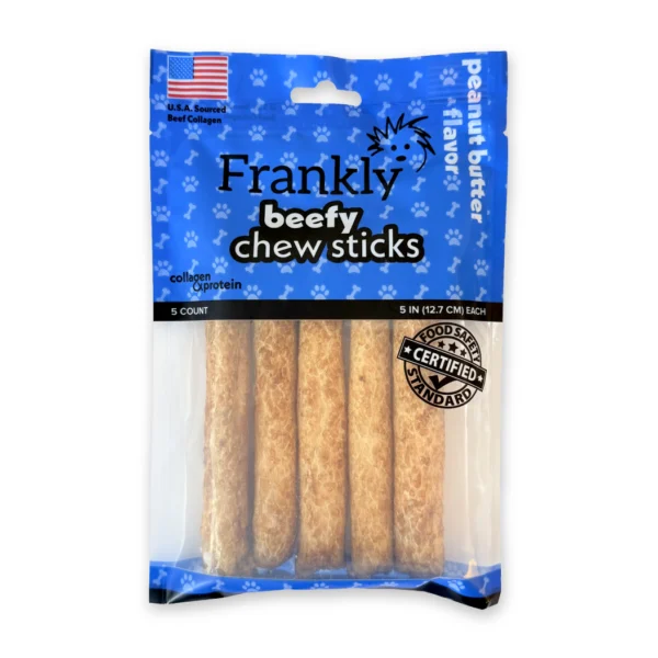 Frankly Pet Collagen Beefy Chew Stick Peanut Butter Flavor - 5 Pack