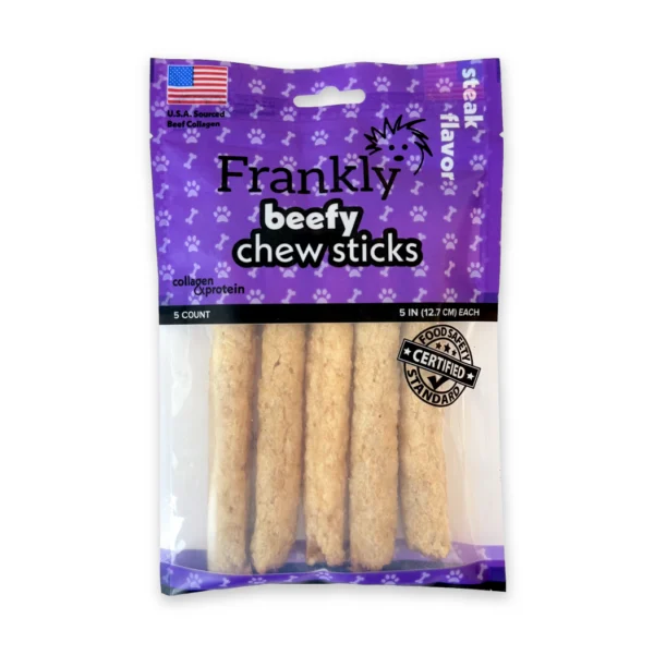 Frankly Pet Collagen Beefy Chew Stick Steak Flavor - 5 Pack