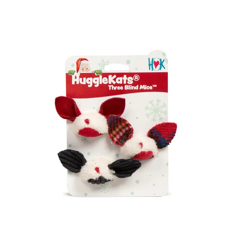 HuggleKats Holiday Three Blind Mice Cat Toy - 3 Pack