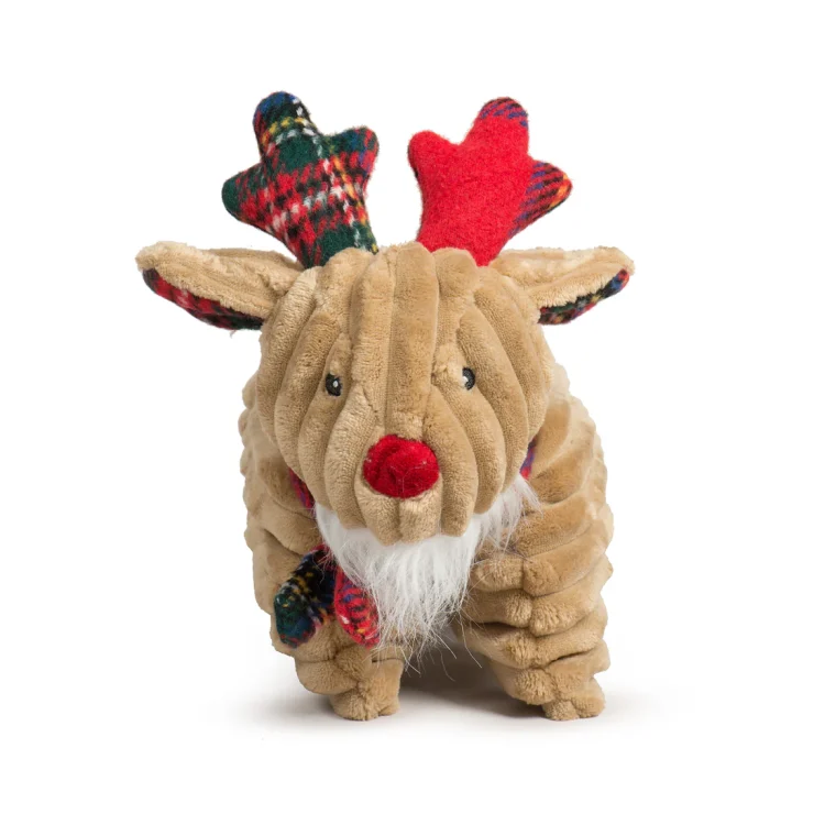 HuggleHounds Reindeer Squooshie Durable Holiday Plush Dog Toy