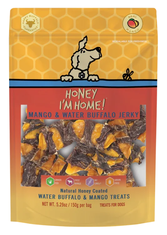 Honey I'm Home! Mango & Water Buffalo Jerky Dog Treats - 5.29oz Bag