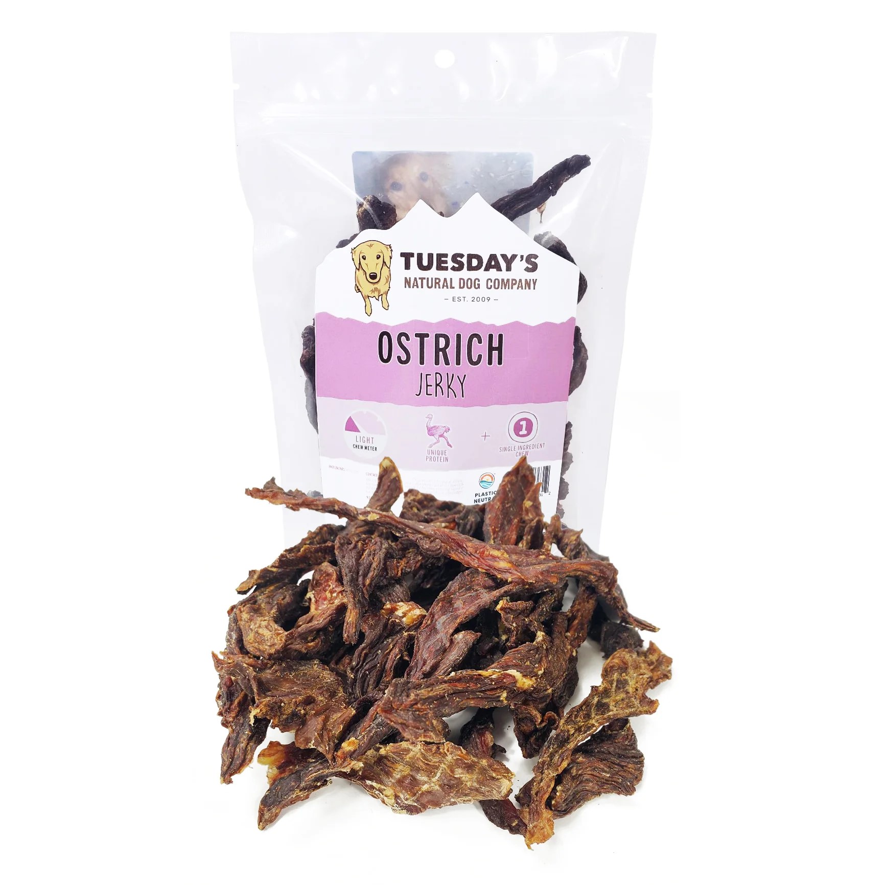 Tuesday's Natural Dog Company Ostrich Jerky - 4oz Bag