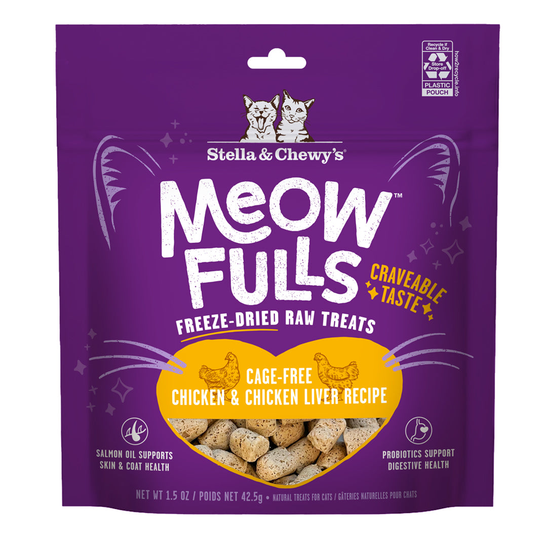Stella and Chewy's MeowFulls Chicken and Chicken Liver Cat Treats - 1.5oz Bag Lifestyle