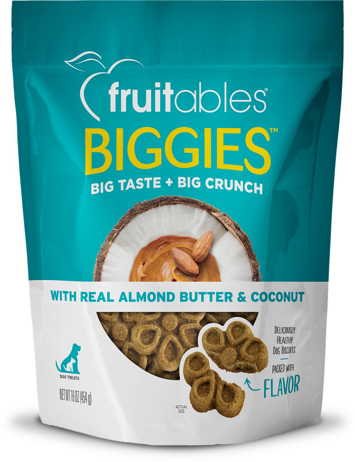 Fruitables Biggies Real Almond Butter & Coconut Dog Treats - 16oz Bag