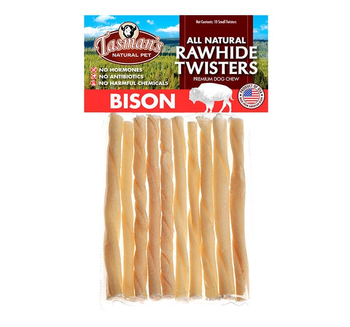 Tasman's Natural Pet Premium Bison Rawhide Small Twisters - 10 Pack