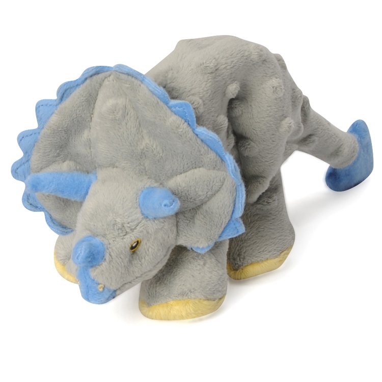 goDog Dinos Frills Triceratops Dog Toy with Chew Guard - Large Gray