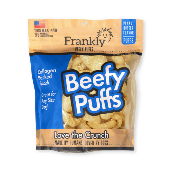 Frankly Pet Beefy Puffs Peanut Butter Flavor - 2.5oz Bag Back