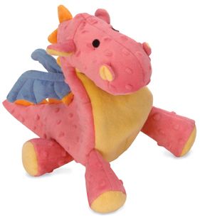 goDog Standing Dragon Dog Toy with Chew Guard - Small Coral