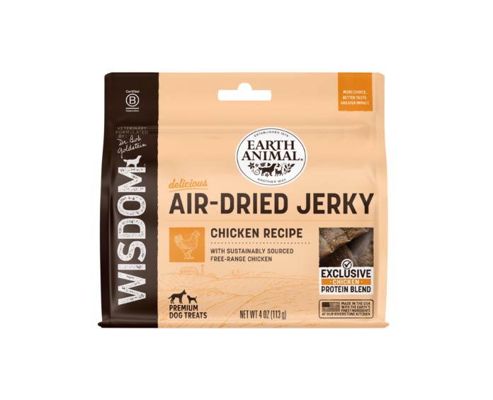Earth Animal Wisdom Air-Dried Chicken Recipe Jerky - 4oz Bag