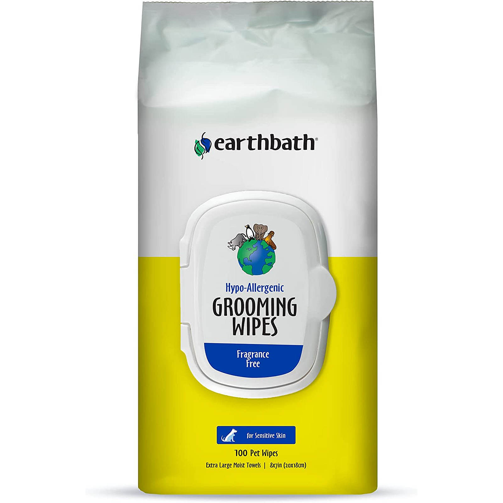 earthbath Hypo-Allergenic Grooming Wipes For Dogs & Cats - 100 Ct