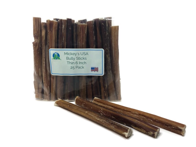 Mickey's USA Bully Sticks Thin 6 Inch - 25 Pack