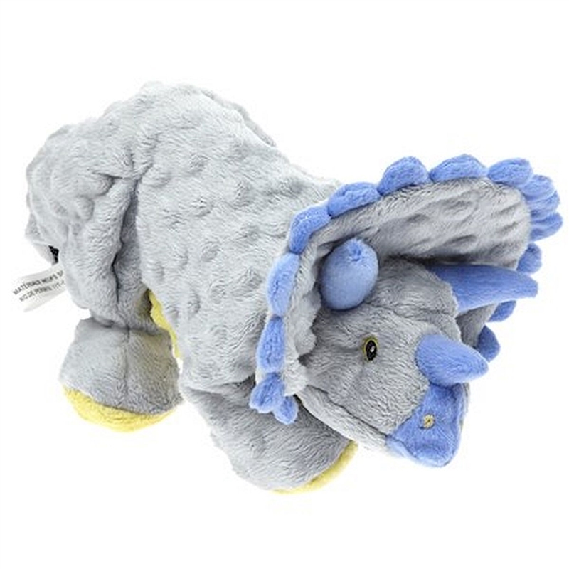 goDog Dinos Frills Triceratops Dog Toy with Chew Guard - Small Gray