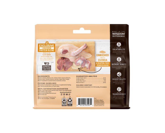 Earth Animal Wisdom Air-Dried Chicken Recipe Jerky - 4oz Bag