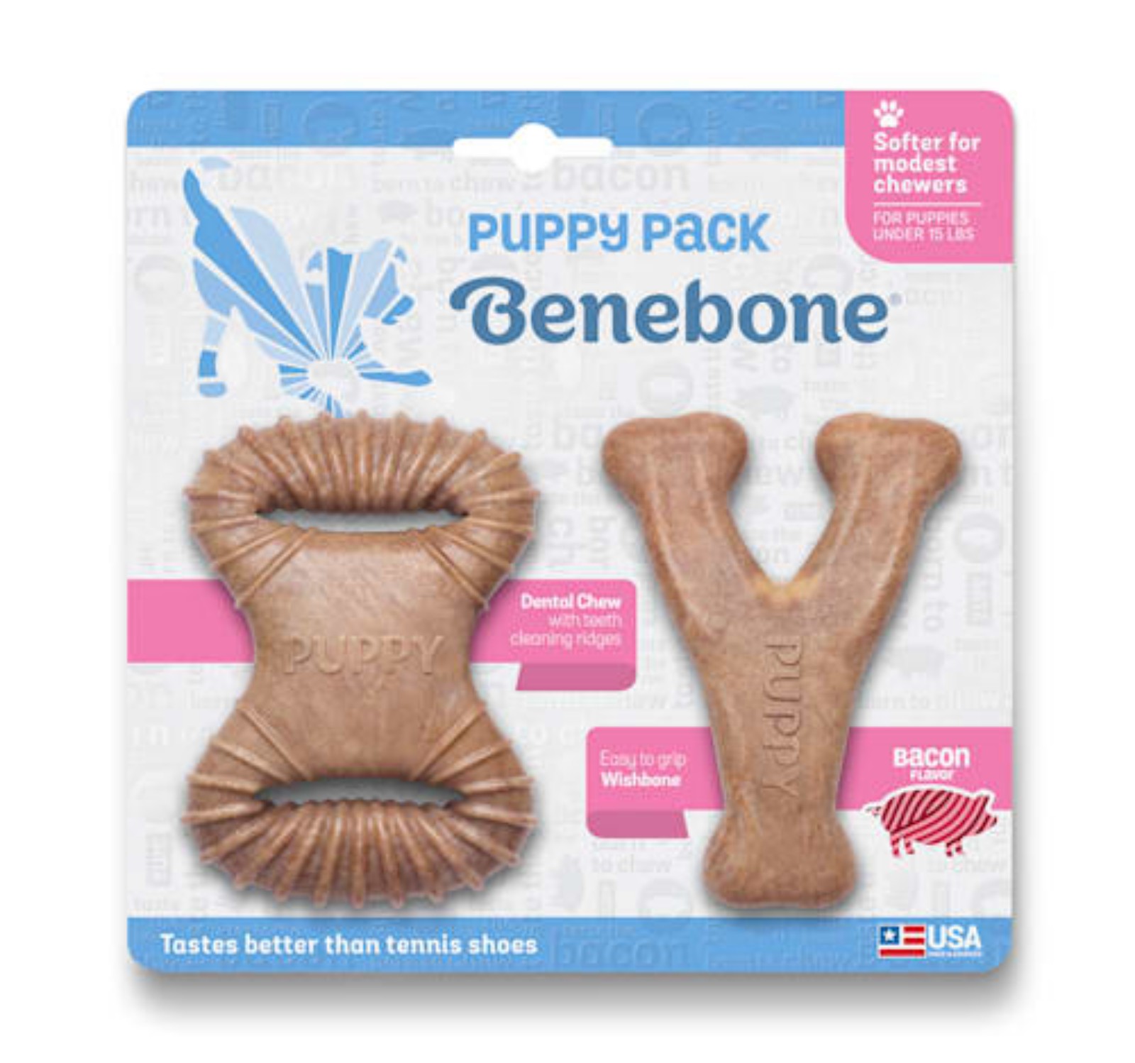 Benebone Puppy Two Pack of Chew Bones for puppies up to 15 lbs.