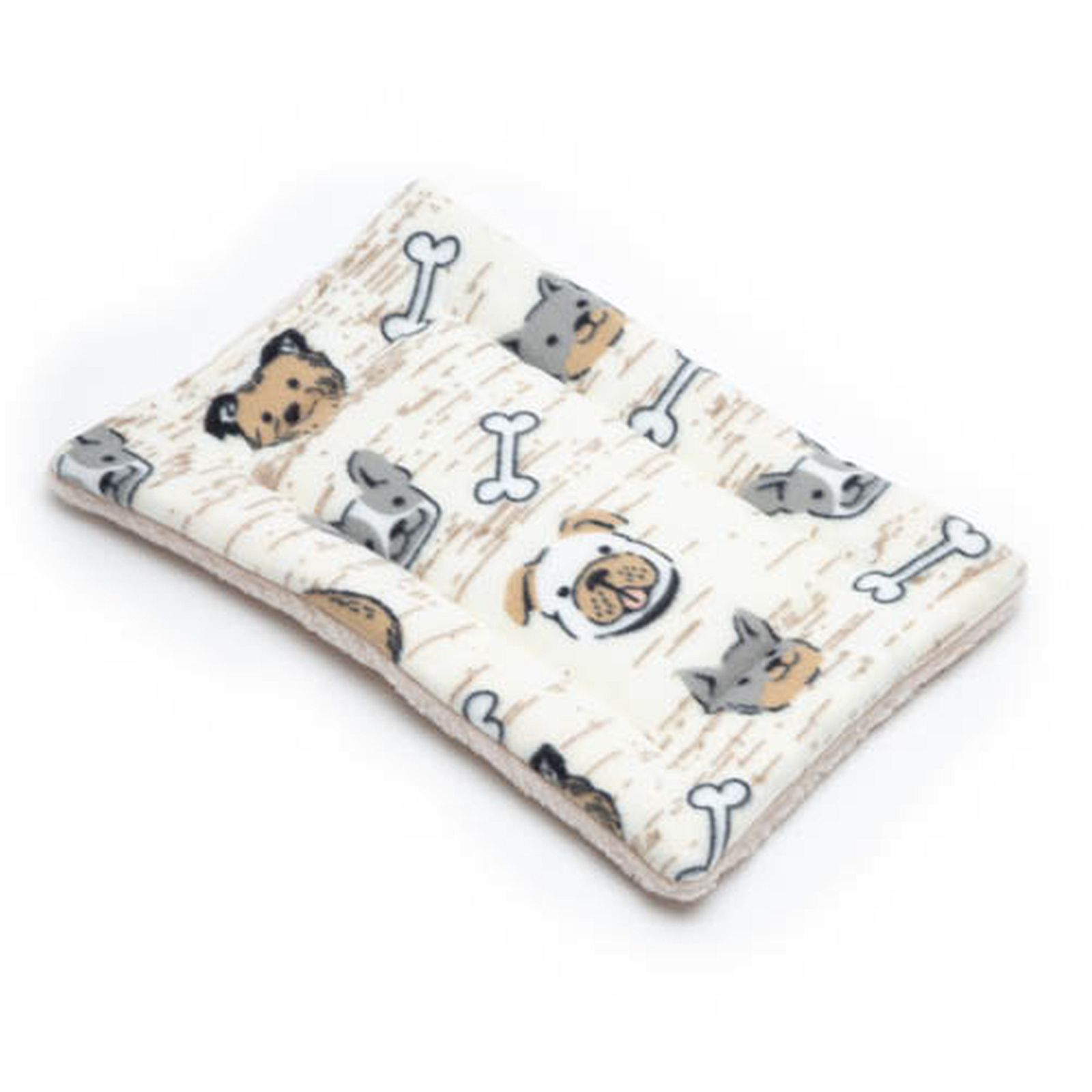 Mutts & Mittens Dog Faces Plush Fleece Flat Bed - Medium