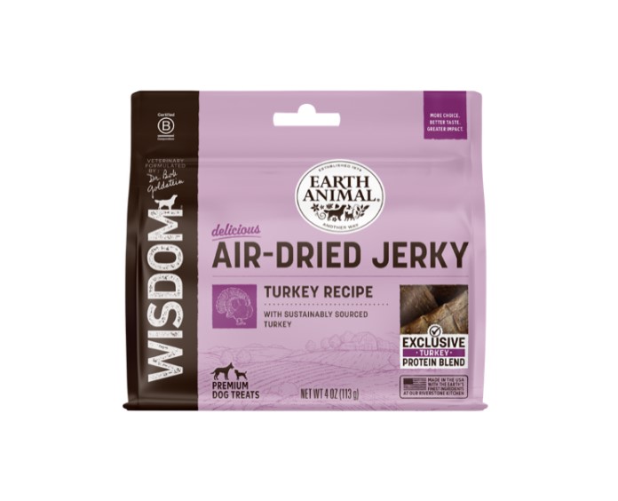 Earth Animal Wisdom Air-Dried Turkey Recipe Jerky - 4oz Bag
