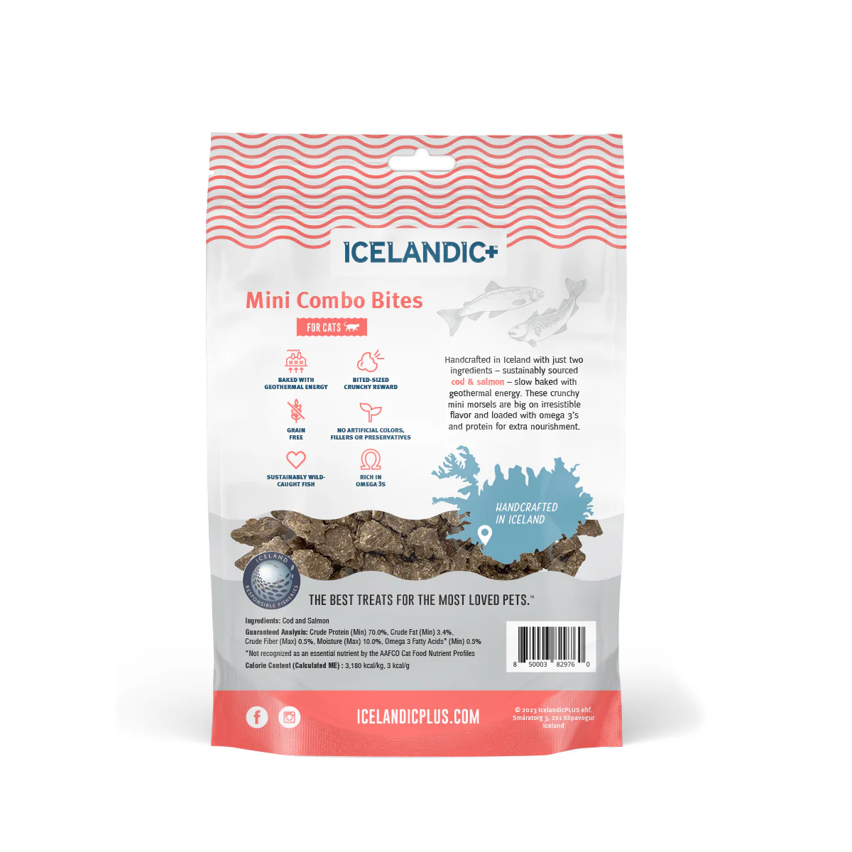Icelandic+ Cod and Salmon Combo Bites Treats for Cats - 1.7oz Bag Back