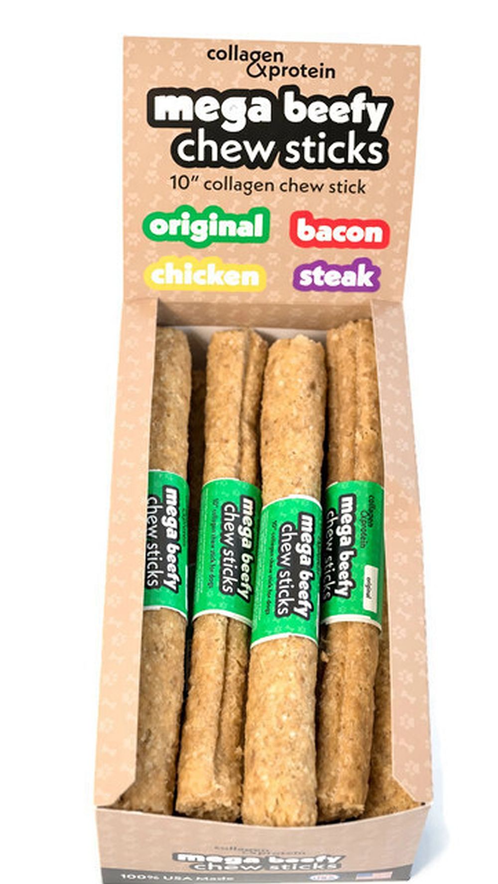 Frankly Pet Mega Beefy Chew Collagen Sticks Original Flavor