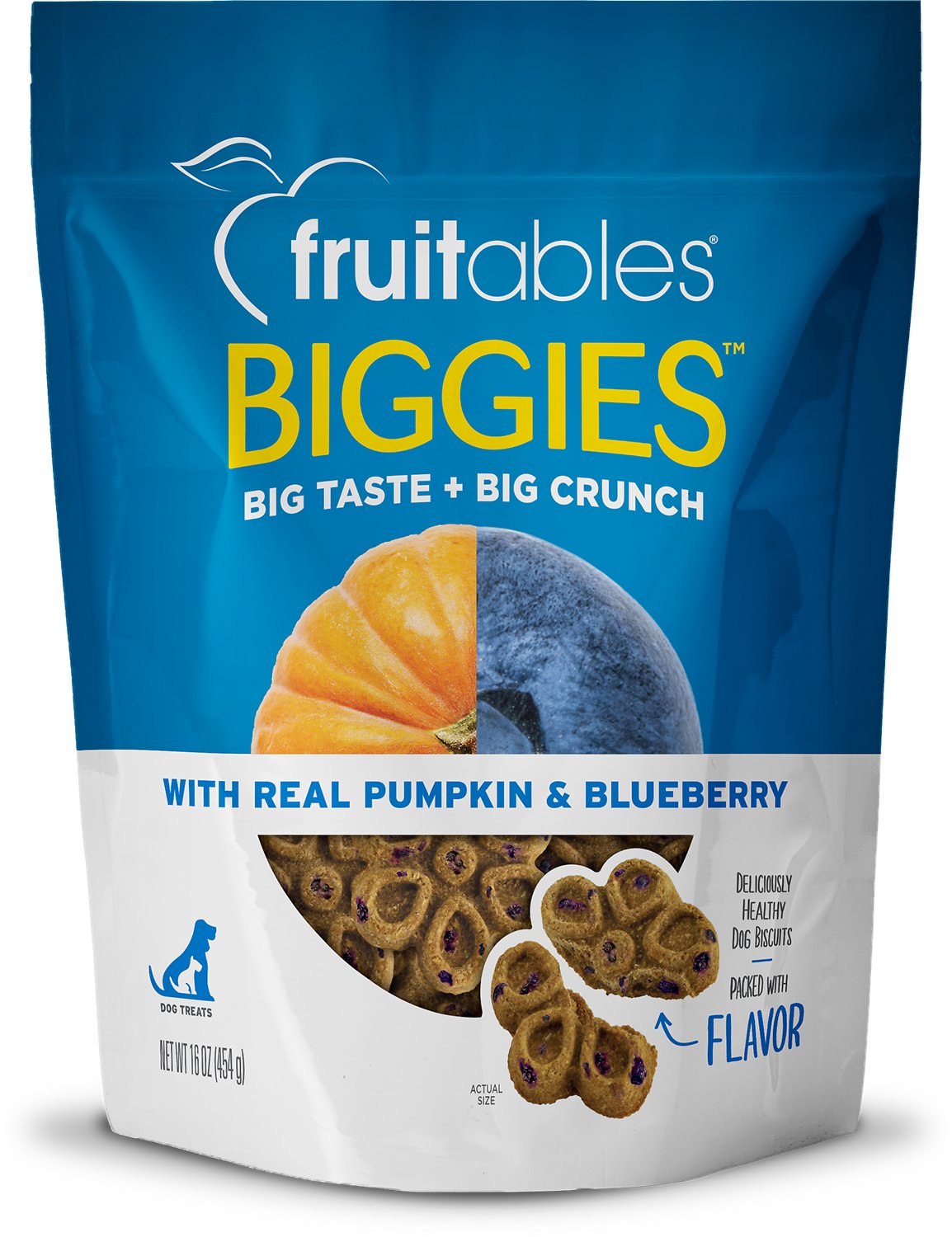 Fruitables Biggies Real Pumpkin & Blueberry Dog Treats - 16oz Bag