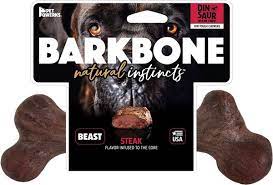 Pet Qwerks BarkBone Dinosaur Steak Flavor Chew Toy - Beast