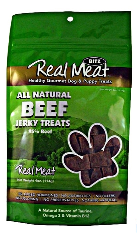 The Real Meat Company Beef Jerky Dog Treats - 4oz Bag