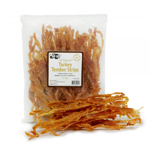 GoGo Turkey Tendon Strips USA Dog Treats 1 lb