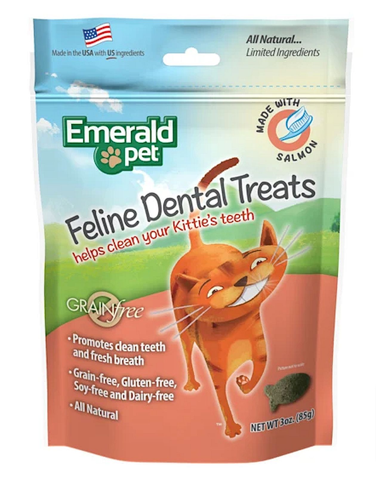 Emerald Pet Feline Dental Salmon Treats - 3oz Bag