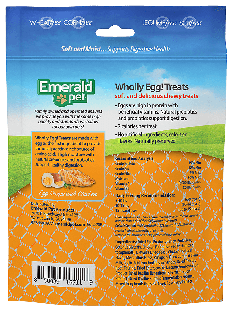 Emerald Pet Wholly Egg! Chicken Treats  - 2.5oz Bag back