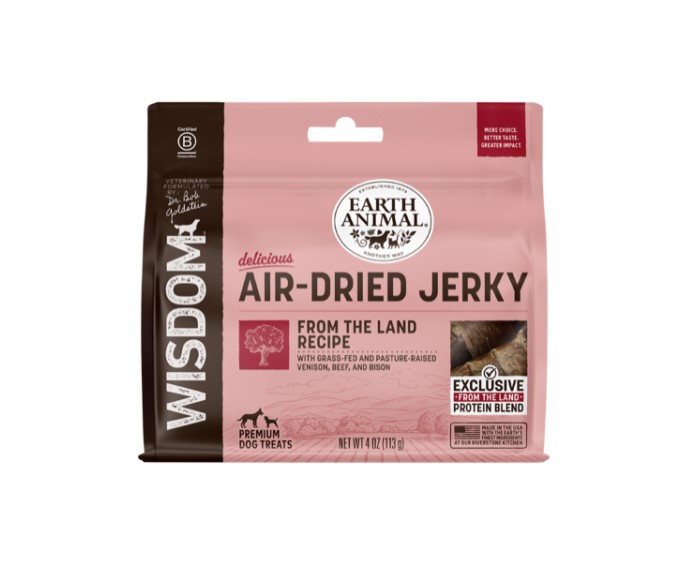 Earth Animal Wisdom Air-Dried From the Land Recipe Jerky - 4oz Bag