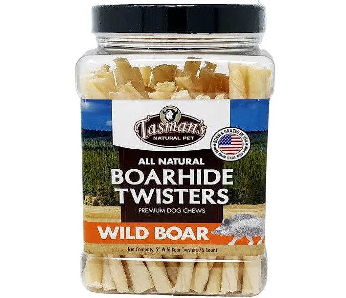 Tasman's Natural Pet Premium Wild Boar Rawhide Small Twisters 75 Pack