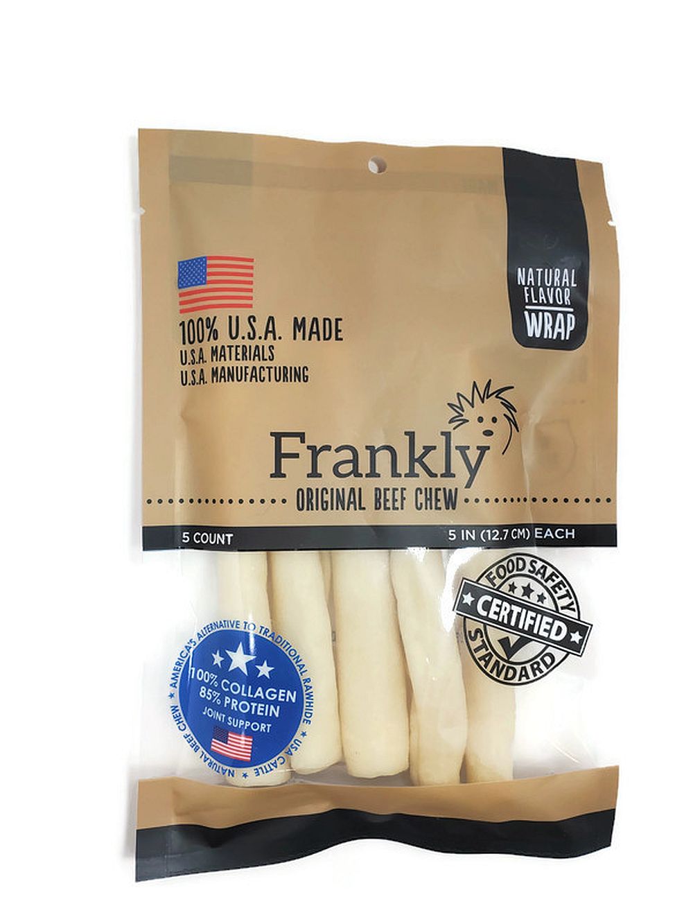 Frankly Pet Beef Collagen Wraps Natural Flavor - 5 Pack