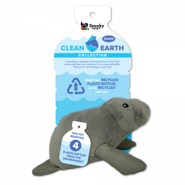 Spunky Pup Clean Earth Manatee Dog Toy - Small
