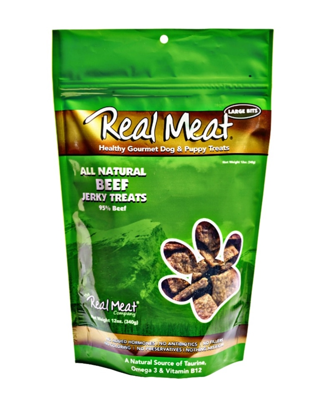 The Real Meat Company Beef Jerky Bits Dog Treats 12 oz