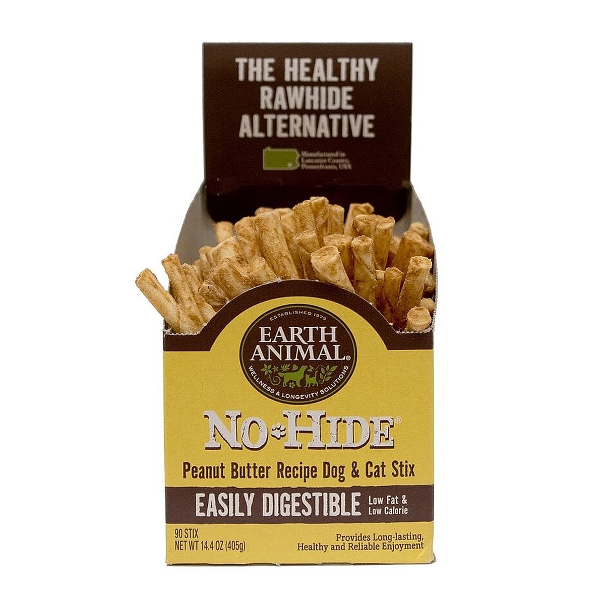 Earth Animal No Hide Peanut Butter Chew Stix - 90 Count