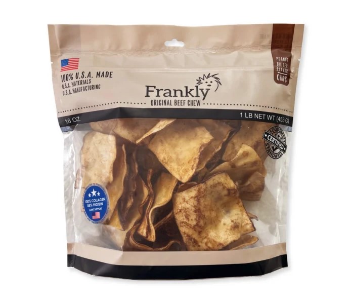 Frankly Pet Beef Collagen Chew Chips Peanut Butter Flavor  - 16oz Bag