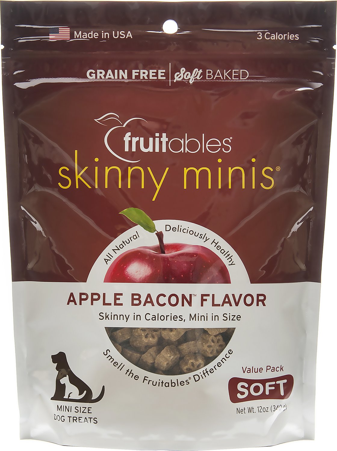 Fruitables Skinny Minis Apple Bacon Dog Treats - 12oz Bag