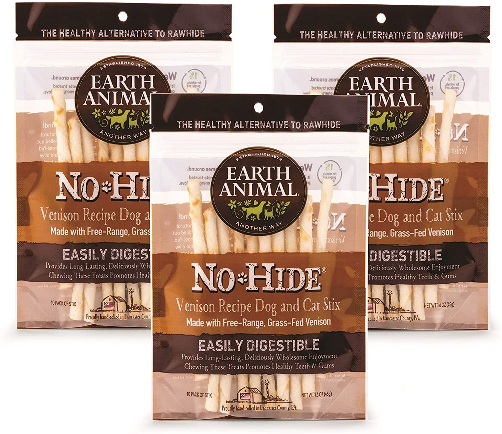 Earth Animal No Hide Venison Chew Stix - 30 Count