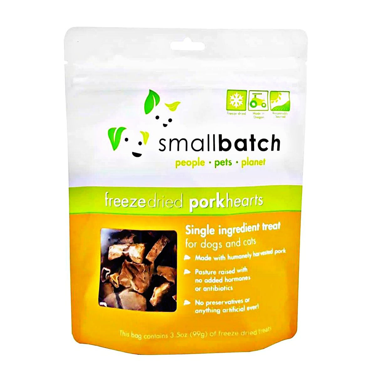 Small Batch Freeze Dried Pork Hearts Treats - 3.5oz Bag
