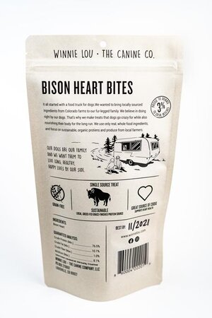 Winnie Lou Bison Heart Bites Dog Treats - 2.5oz Bag
