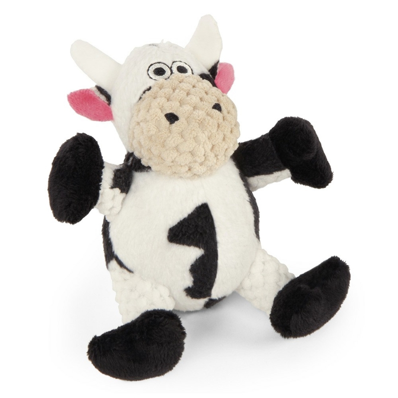 GoDog Checkers Just For Me Cow Dog Toy- Mini size for small dogs- Mickeyspetsupplies.com