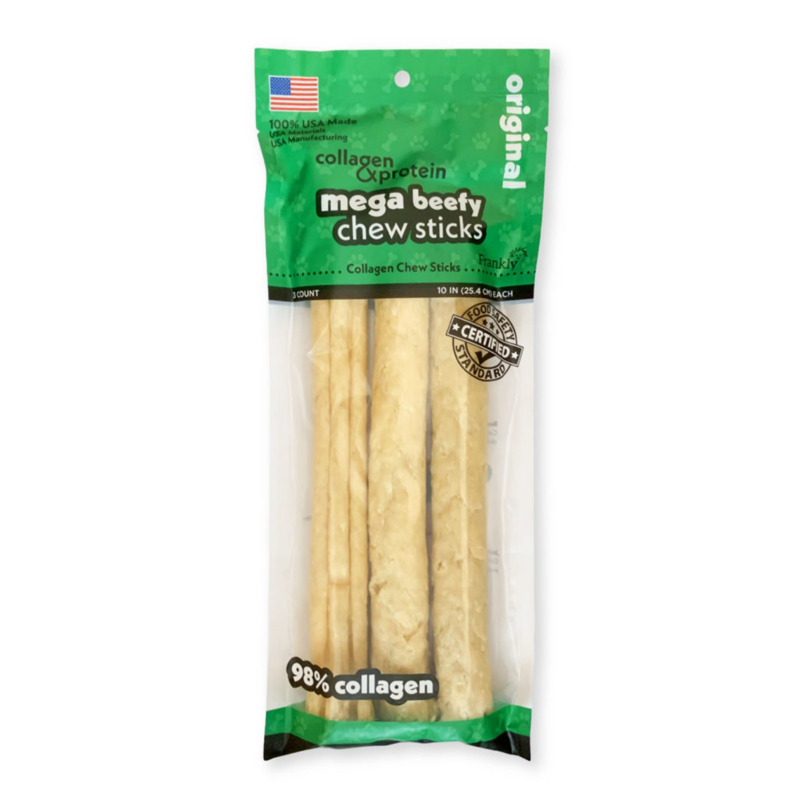 Frankly Pet Mega Beefy Chew Collagen Sticks Original Flavor - 3 Pack